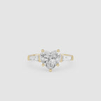 Heart Cut Lab Diamond Baguette Three Stone Ring