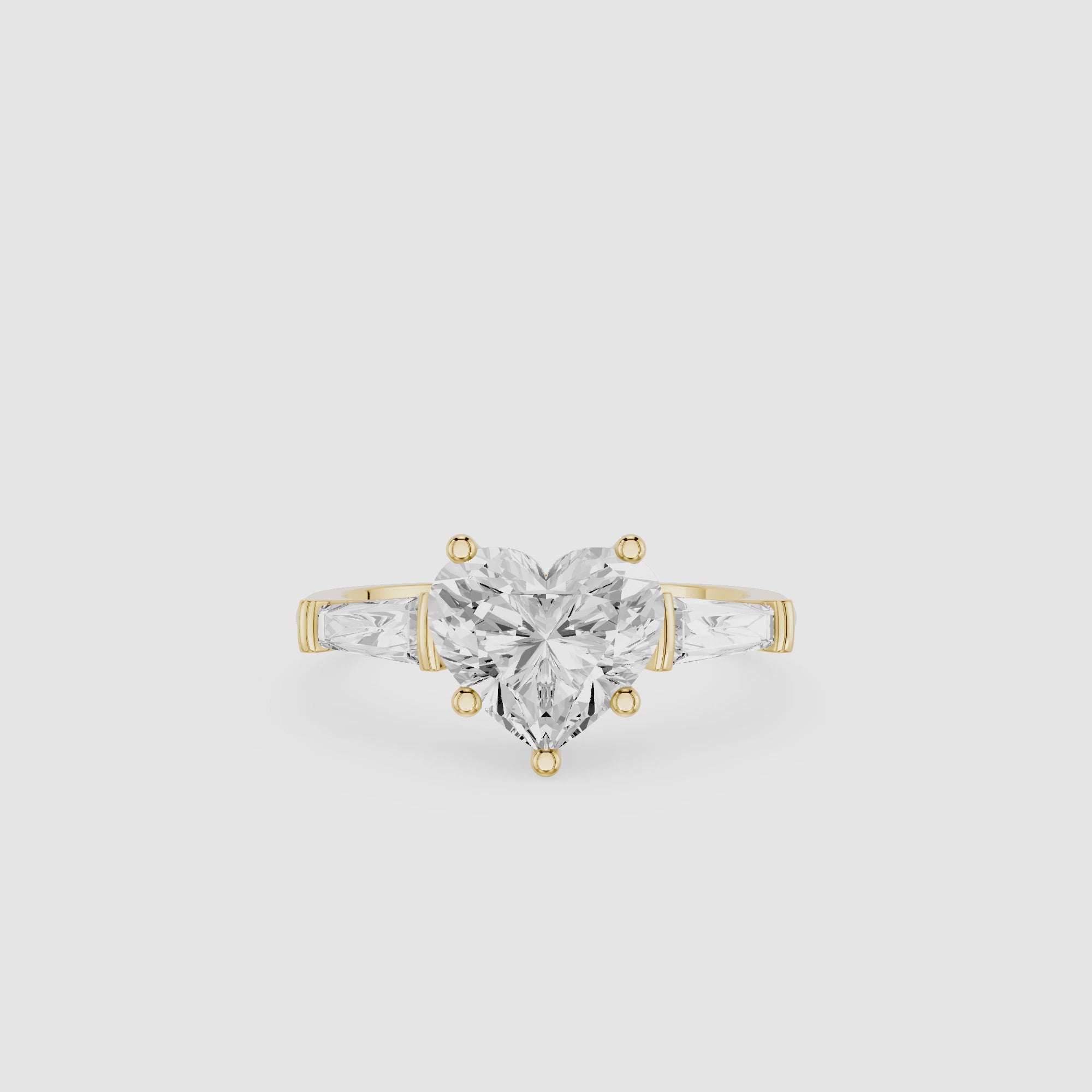 Heart Cut Lab Diamond Baguette Three Stone Ring