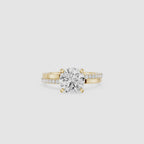 Round Lab Diamond Pave Solitaire Engagement Ring