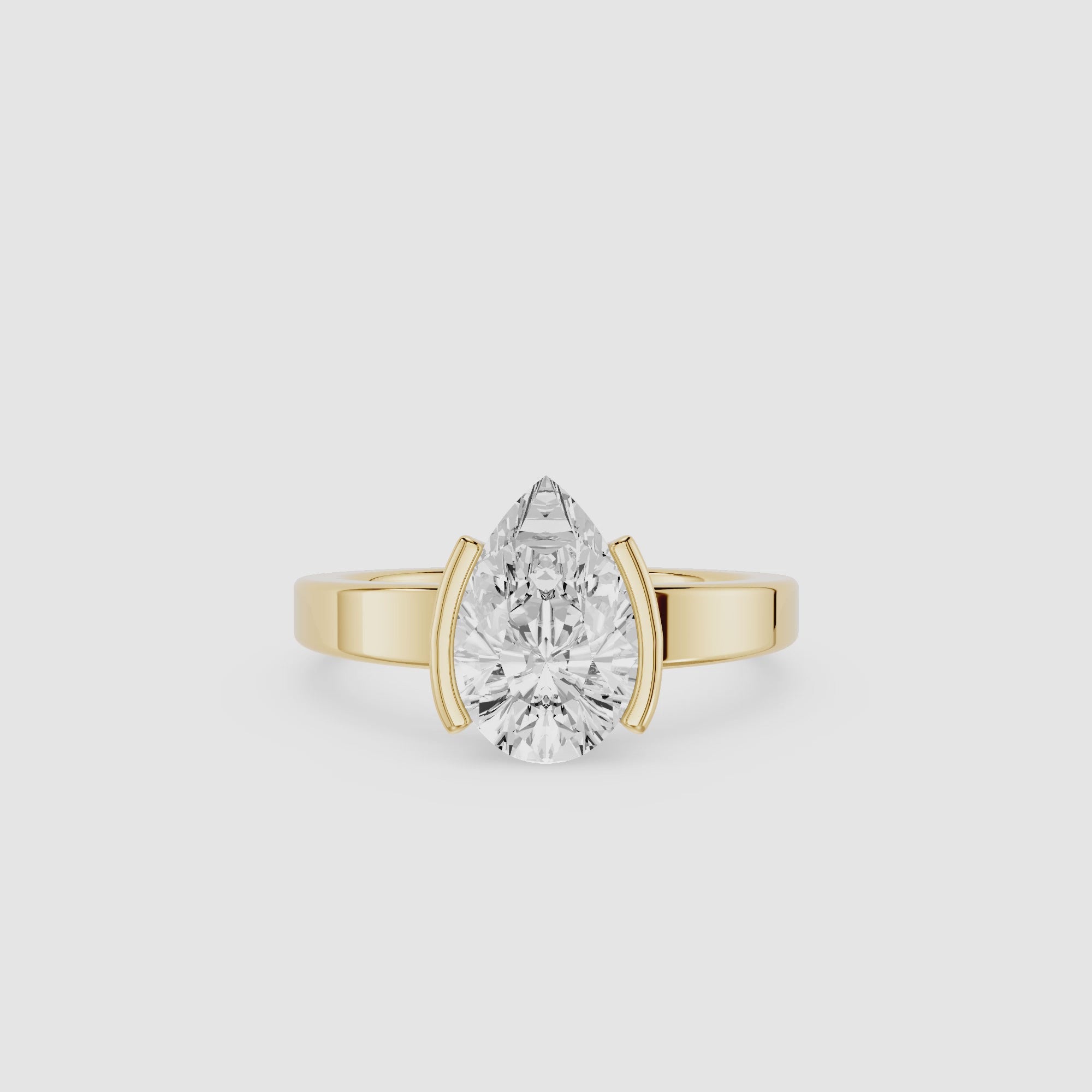 Pear Cut Lab Diamond Two Prong Solitaire Ring