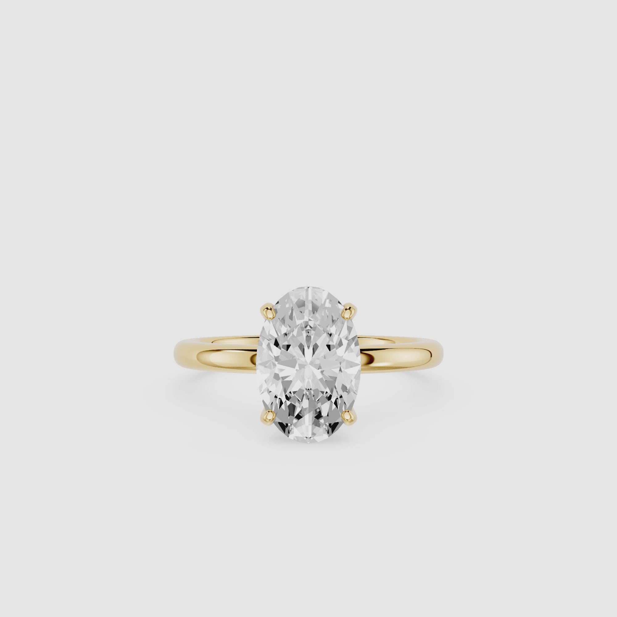 Oval Cut Lab Diamond Four Prong Solitaire Ring