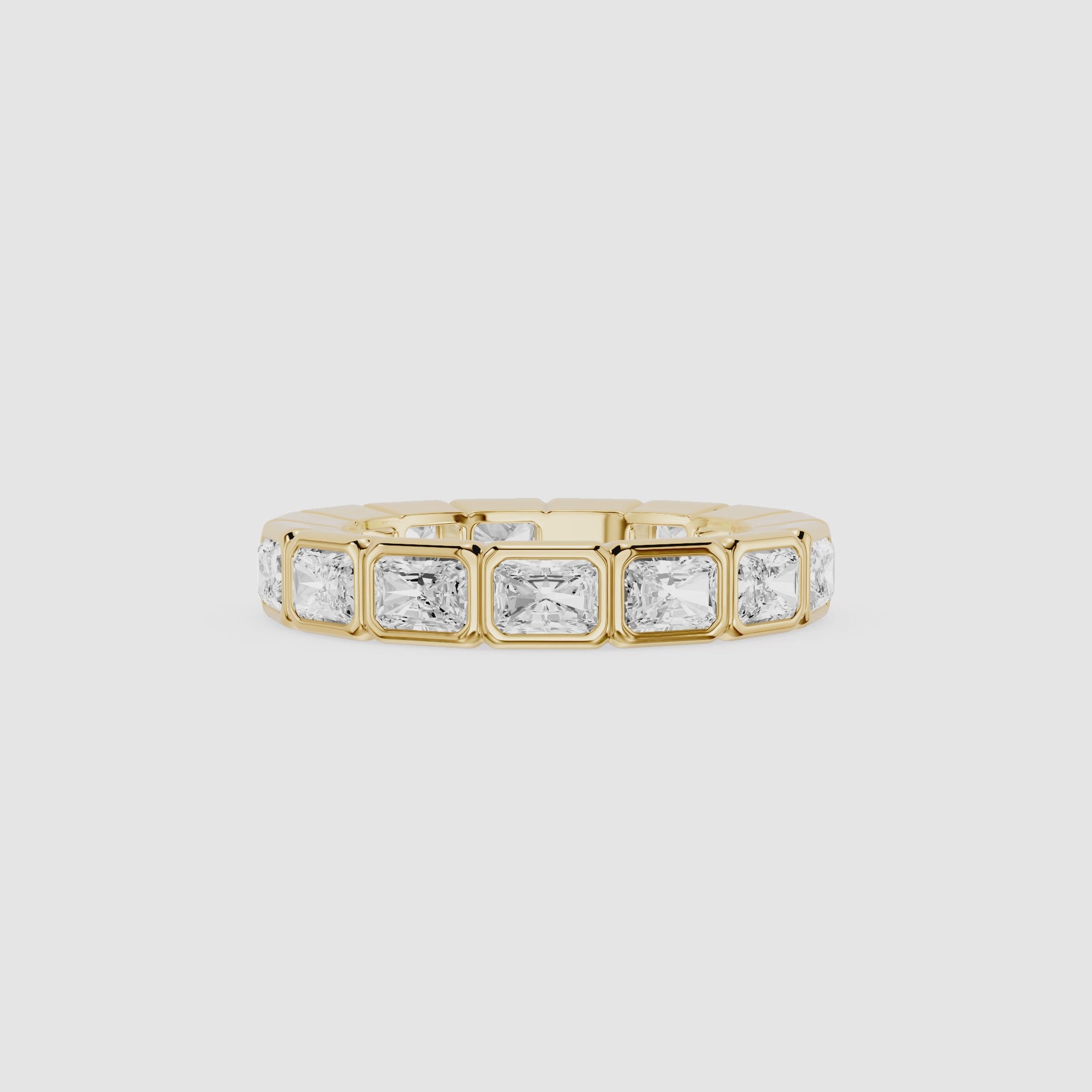 Radiant Cut Lab Grown Diamond Bezel Eternity Wedding Band