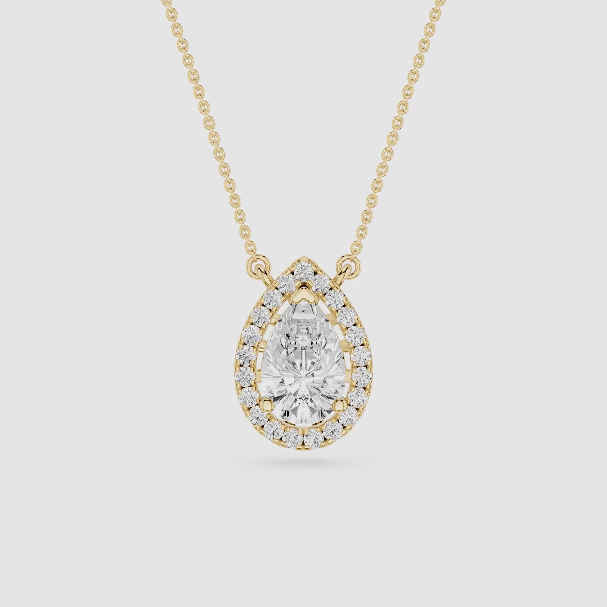 Pear Lab Grown Diamond Halo Pendant Necklace
