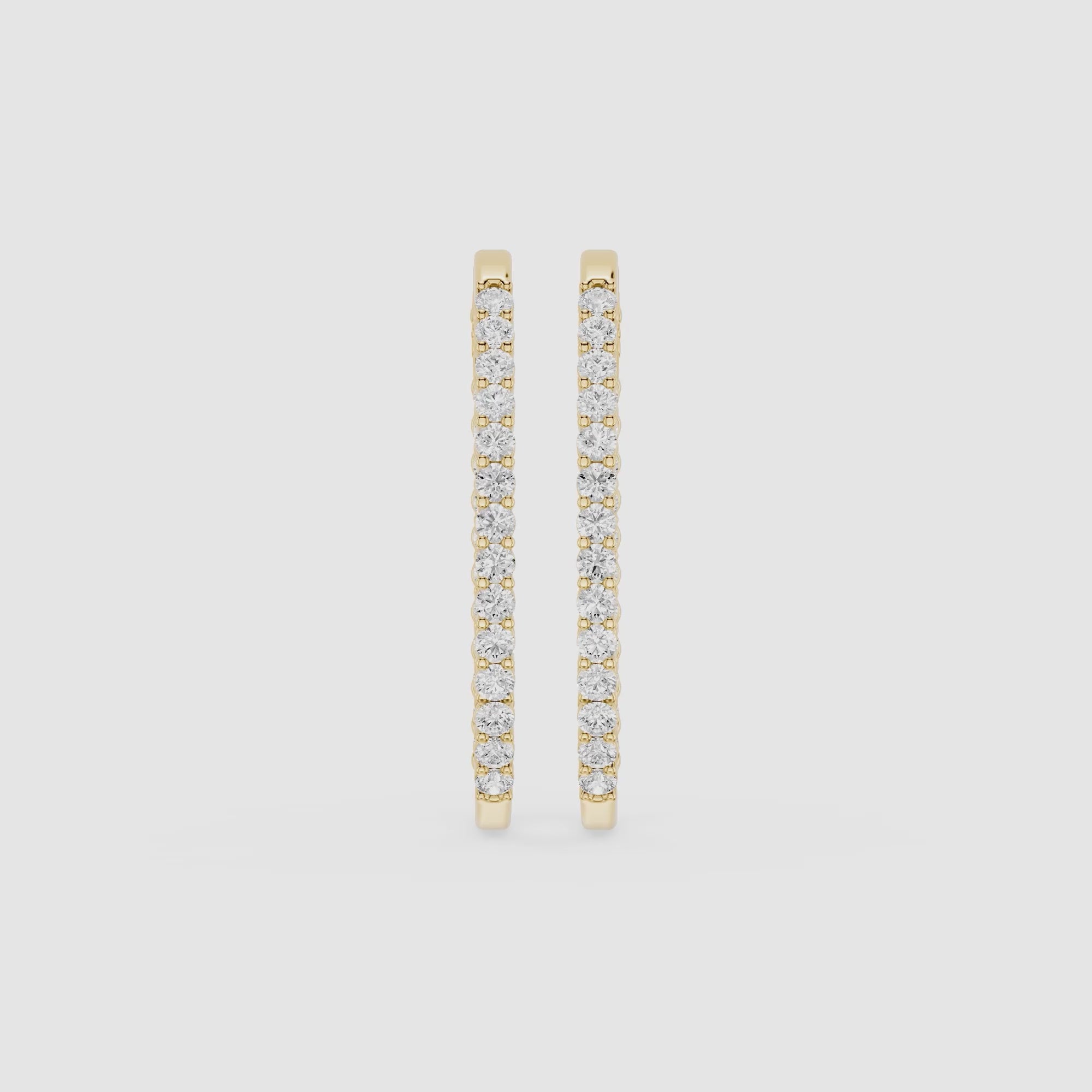 Lab Grown Diamond Single Row Hoop Earrings