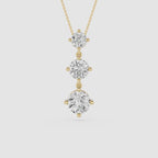 Three Stone Lab Grown Diamond Drop Pendant Necklace