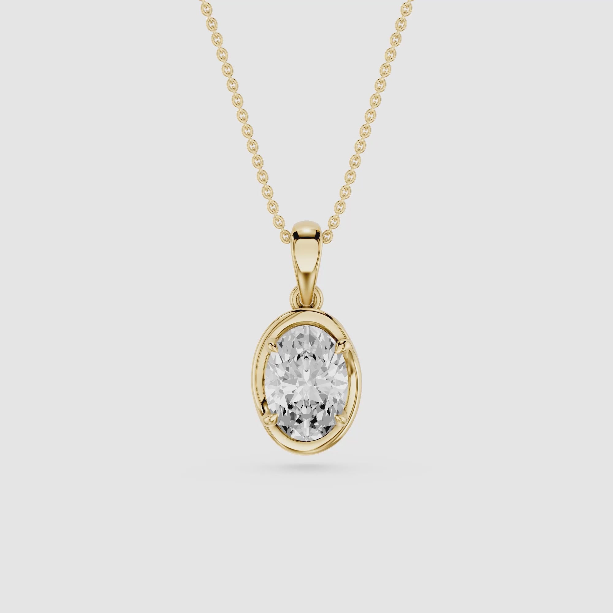 Oval Lab Grown Diamond Solitaire Pendant Necklace
