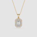 Emerald Lab Grown Diamond Halo Pendant Necklace