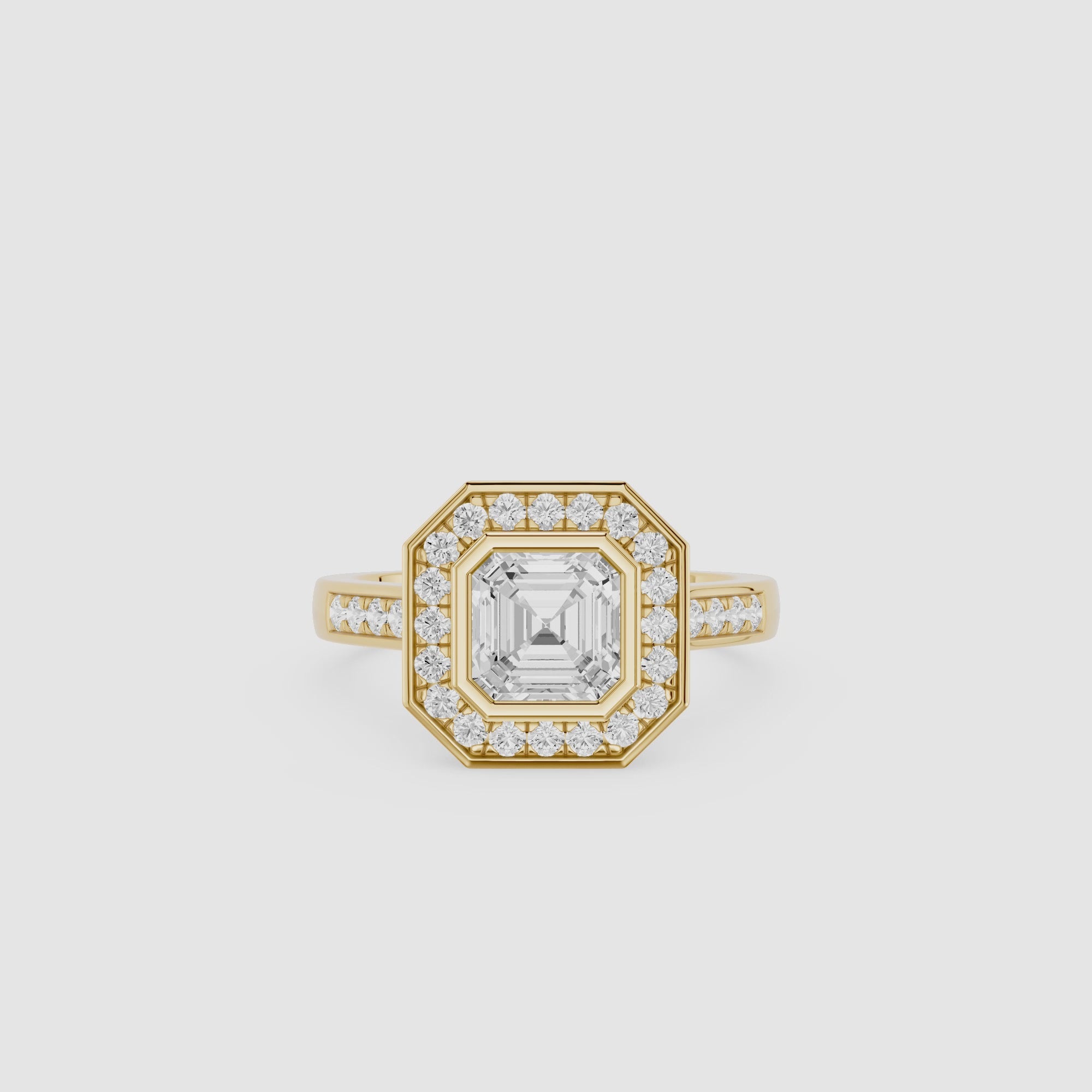 Emerald Cut Lab Diamond Octagon Halo Ring