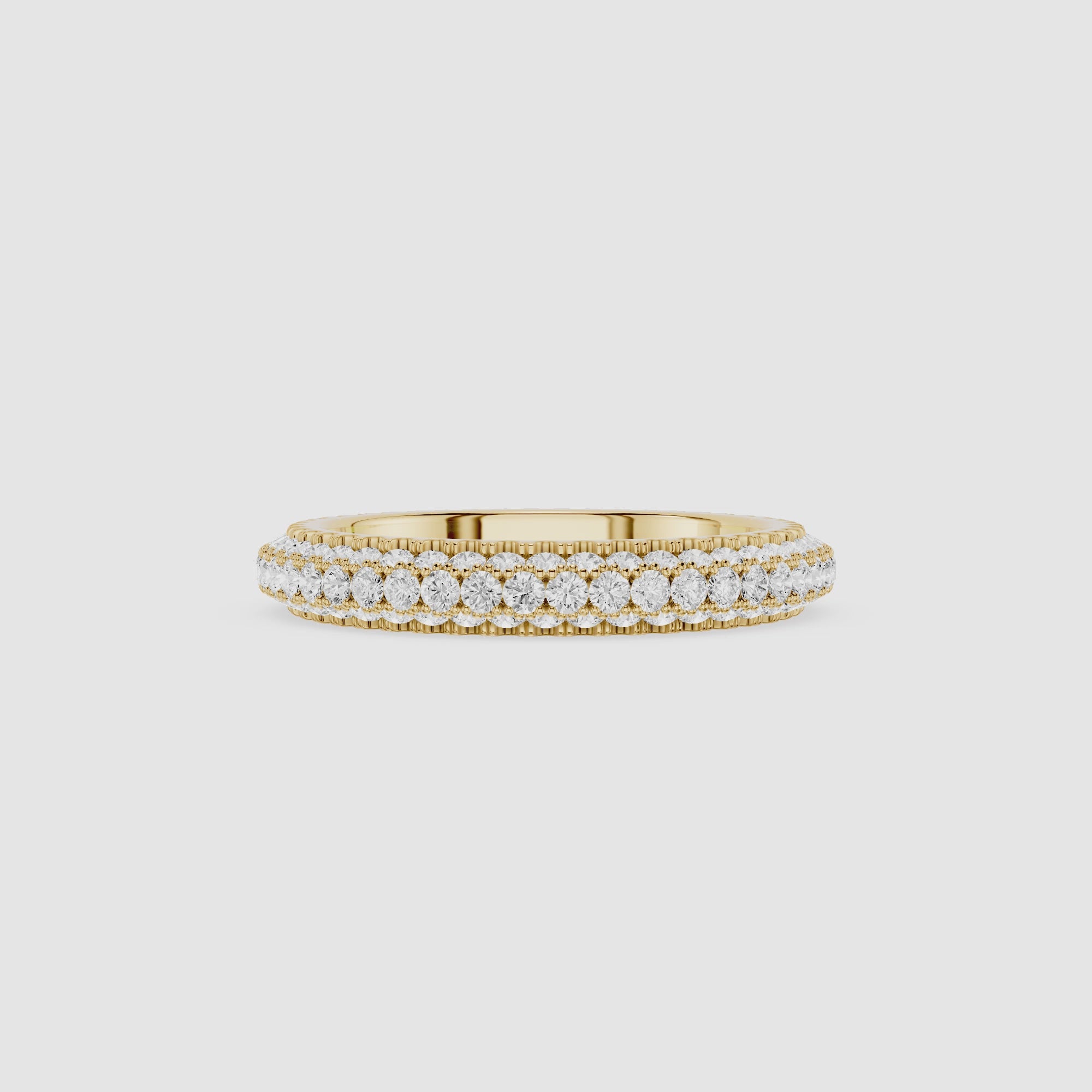 Triple Row Round Cut Lab Grown Diamond Wedding Band