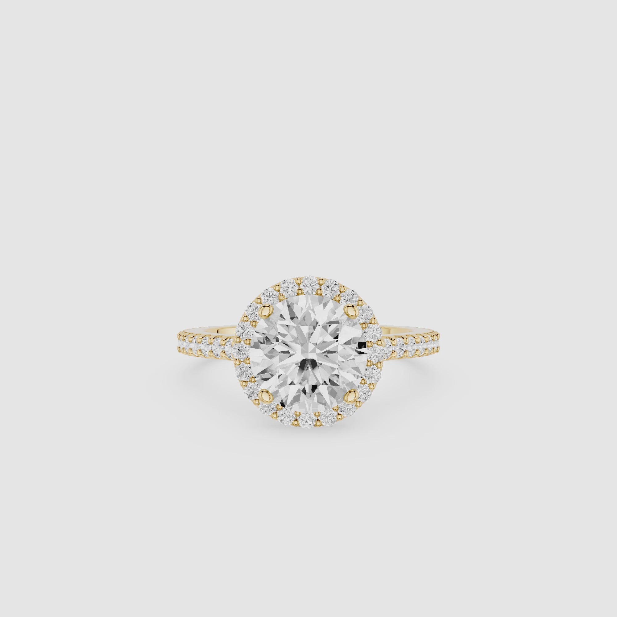 Round Cut Lab Diamond Halo Engagement Pave Ring