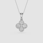 Round Lab Grown Diamond Clover Pendant Necklace