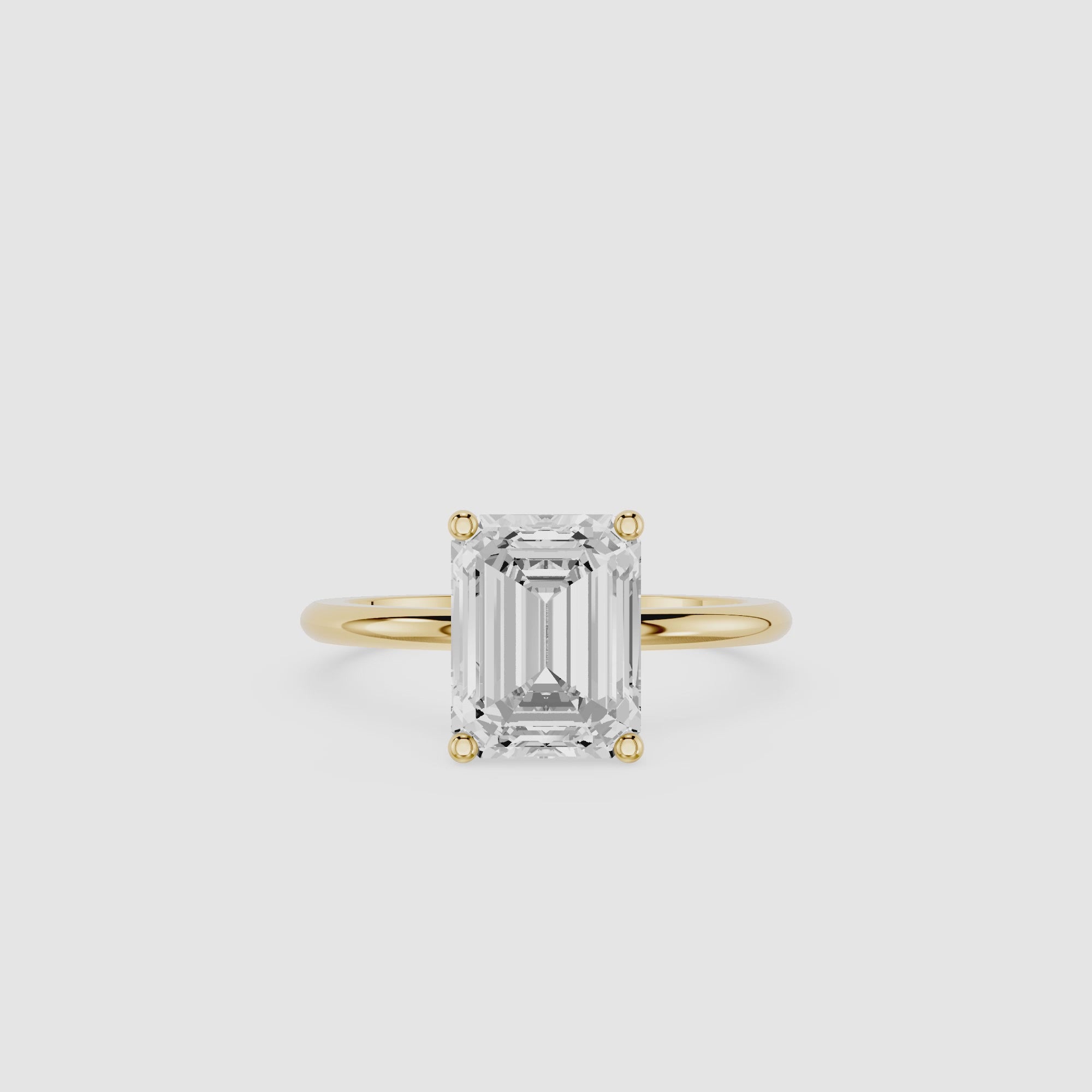 Emerald Lab Diamond Four Prong Solitaire Ring
