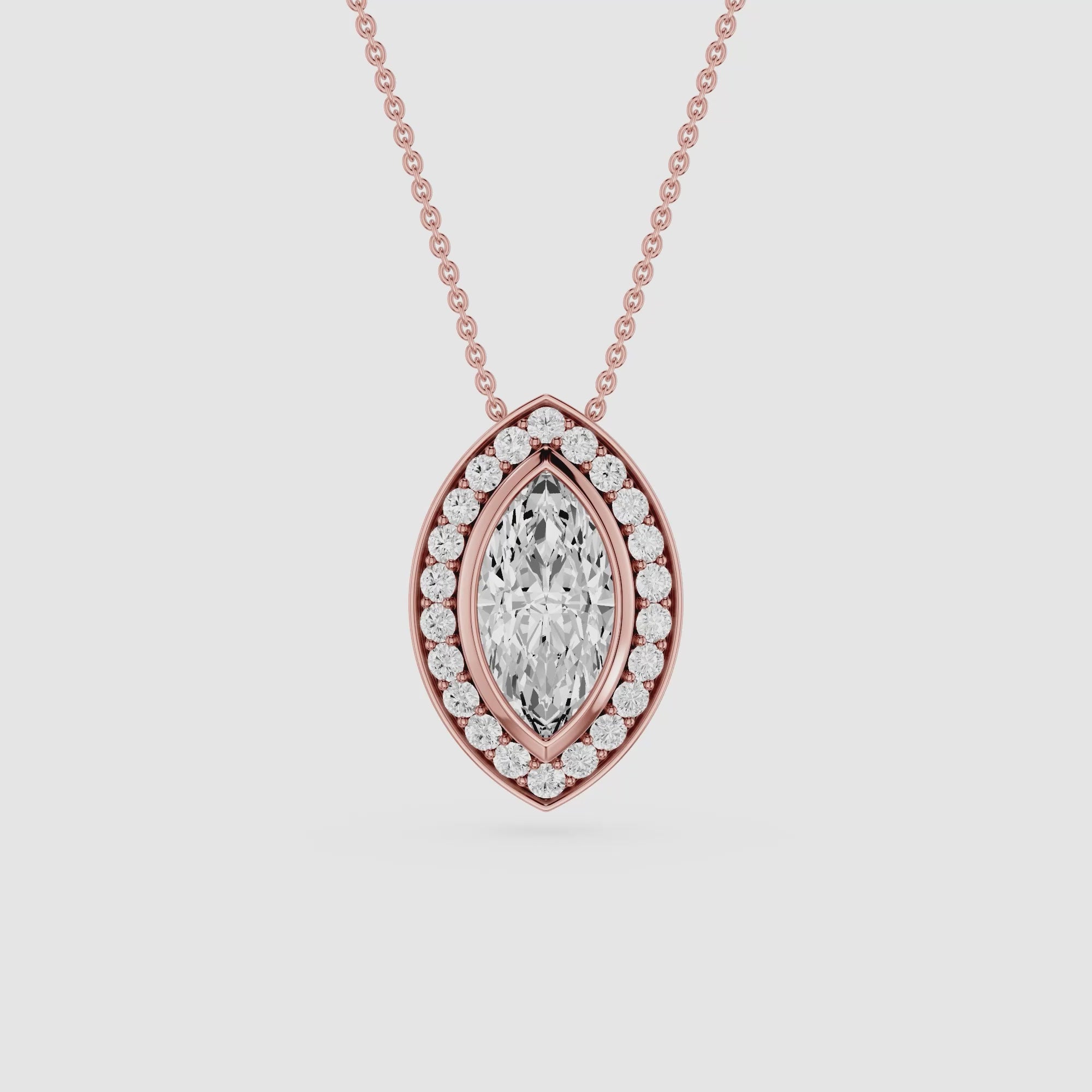 Marquise Lab Grown Diamond Halo Pendant Necklace