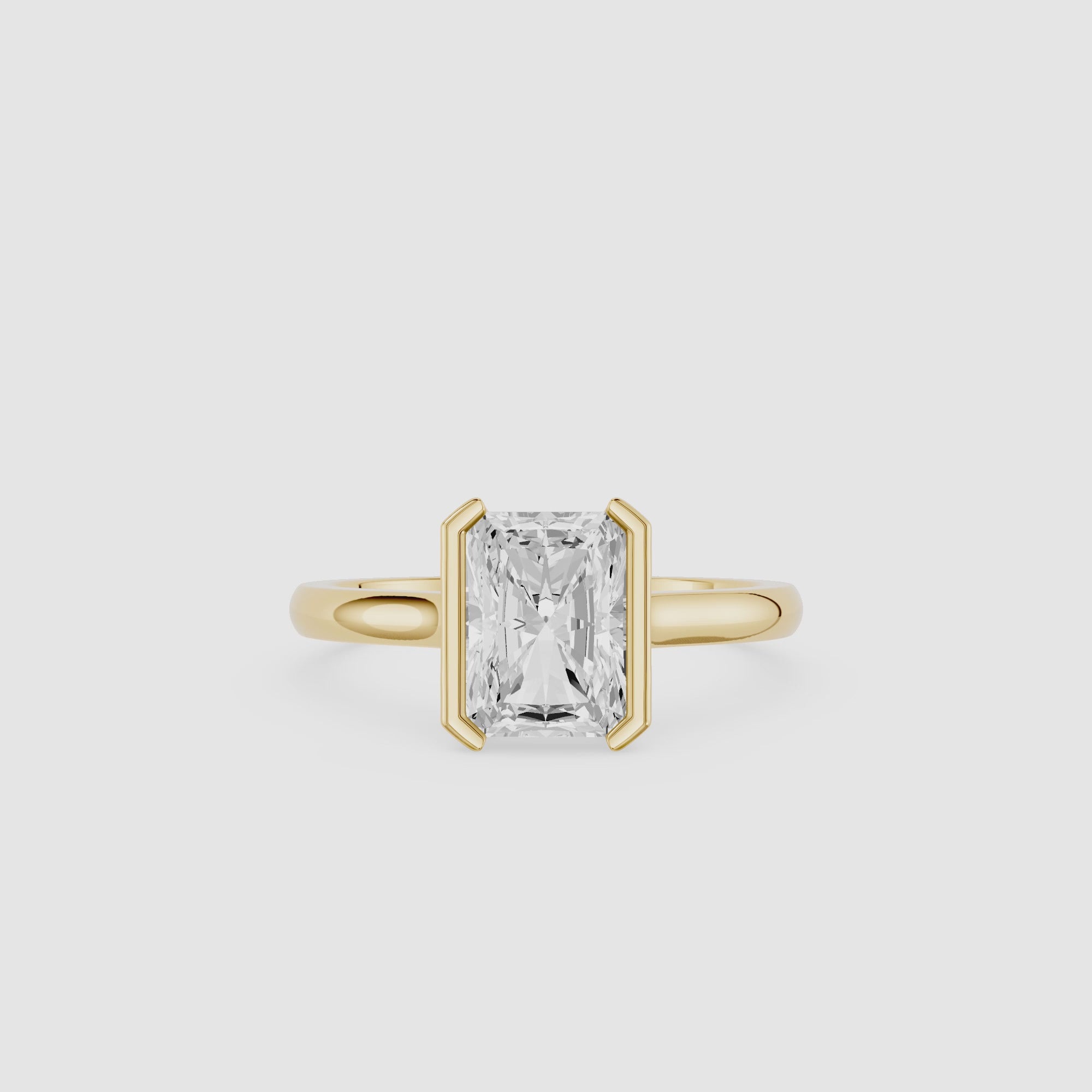 Radiant Cut Lab Grown Diamond Bezel Engagement Ring