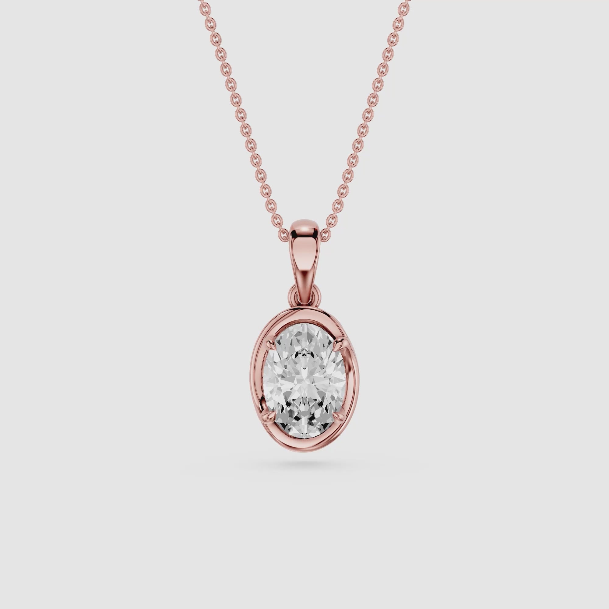 Oval Lab Grown Diamond Solitaire Pendant Necklace
