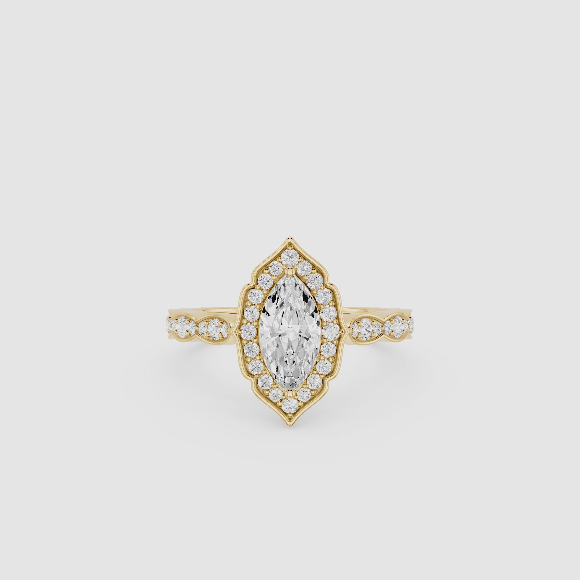 Marquise Halo Lab Diamond Engagement Ring