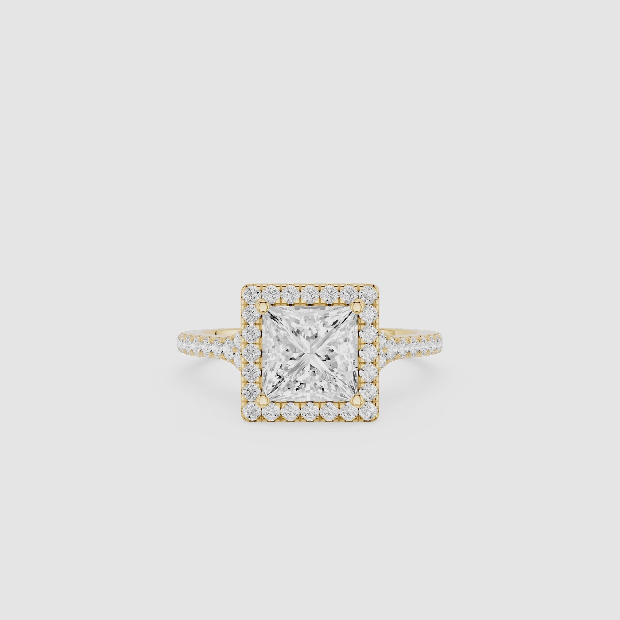 Princess Cut Lab Diamond Halo Engagement Ring