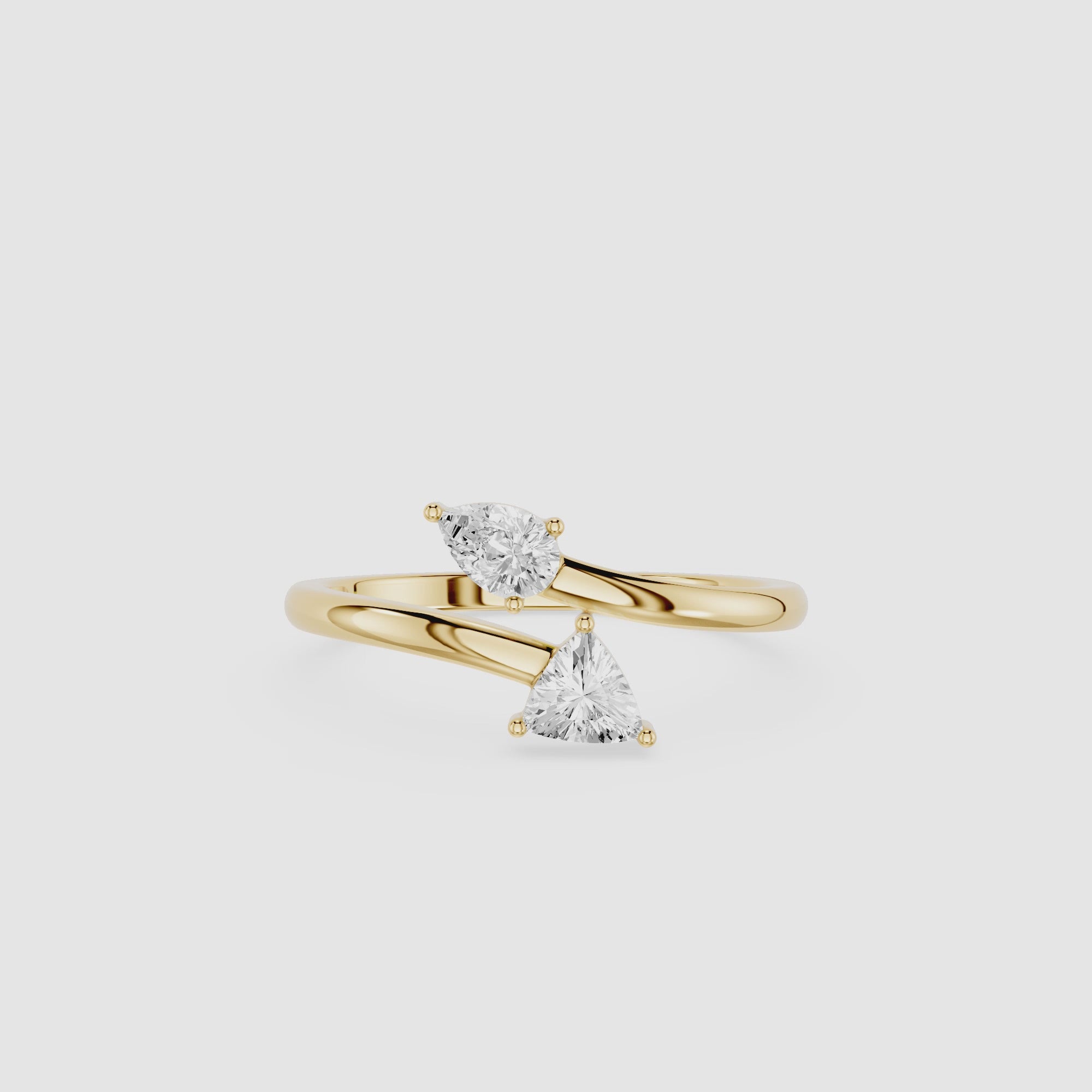 Pear And Trillion Lab Grown Diamond Open Toi et Moi Ring