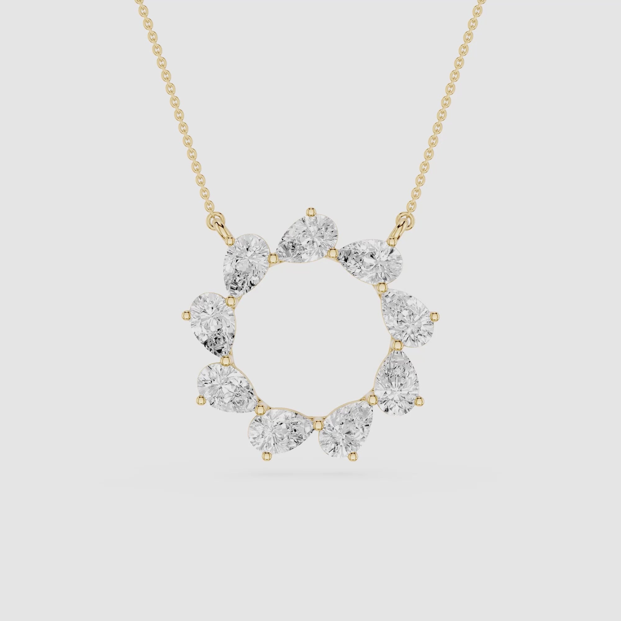 Pear Lab Grown Diamond Open Circle Pendant Necklace