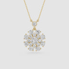 Round Lab Grown Diamond Cluster Pendant Necklace