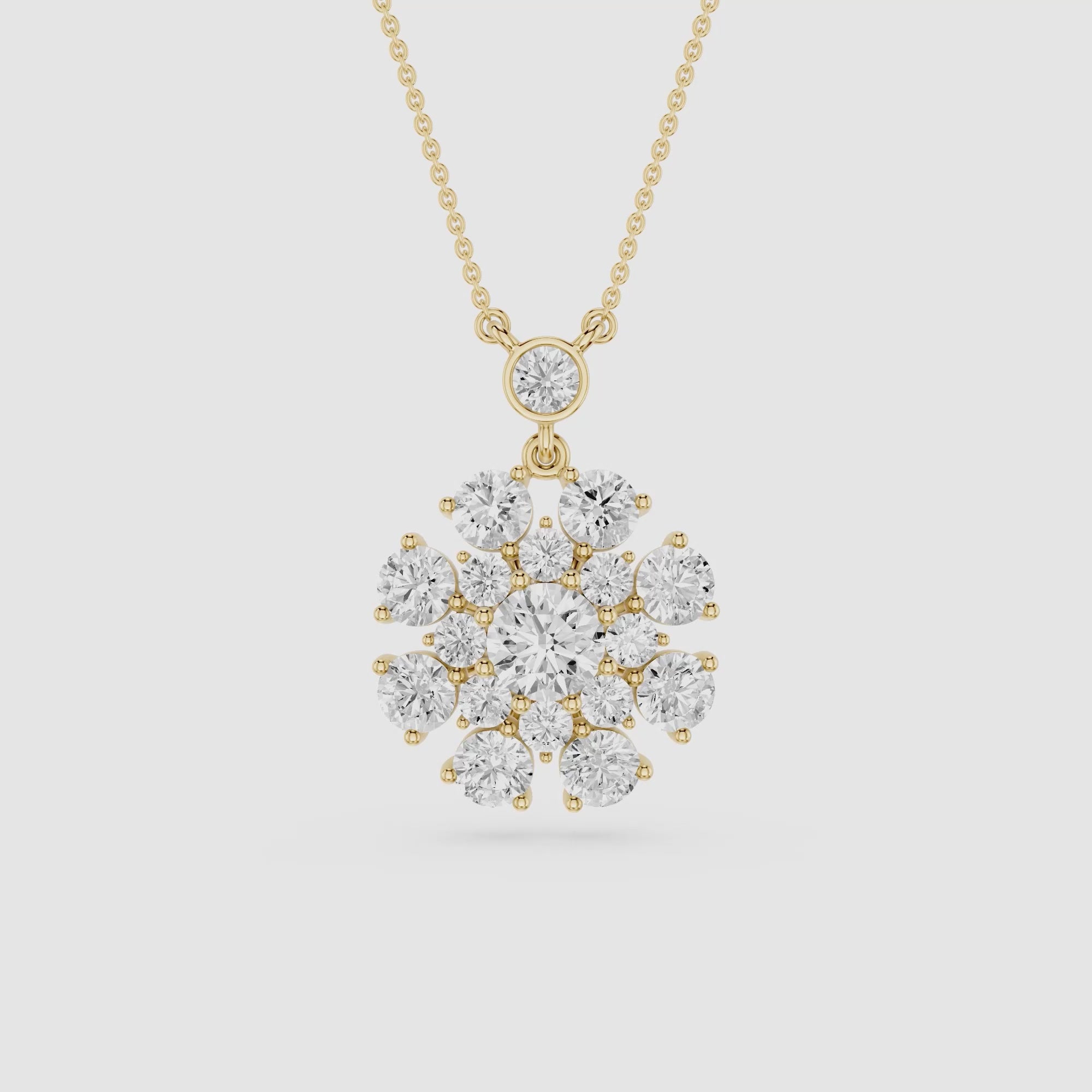 Round Lab Grown Diamond Cluster Pendant Necklace