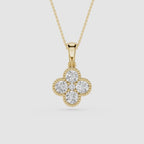 Round Lab Grown Diamond Clover Pendant Necklace
