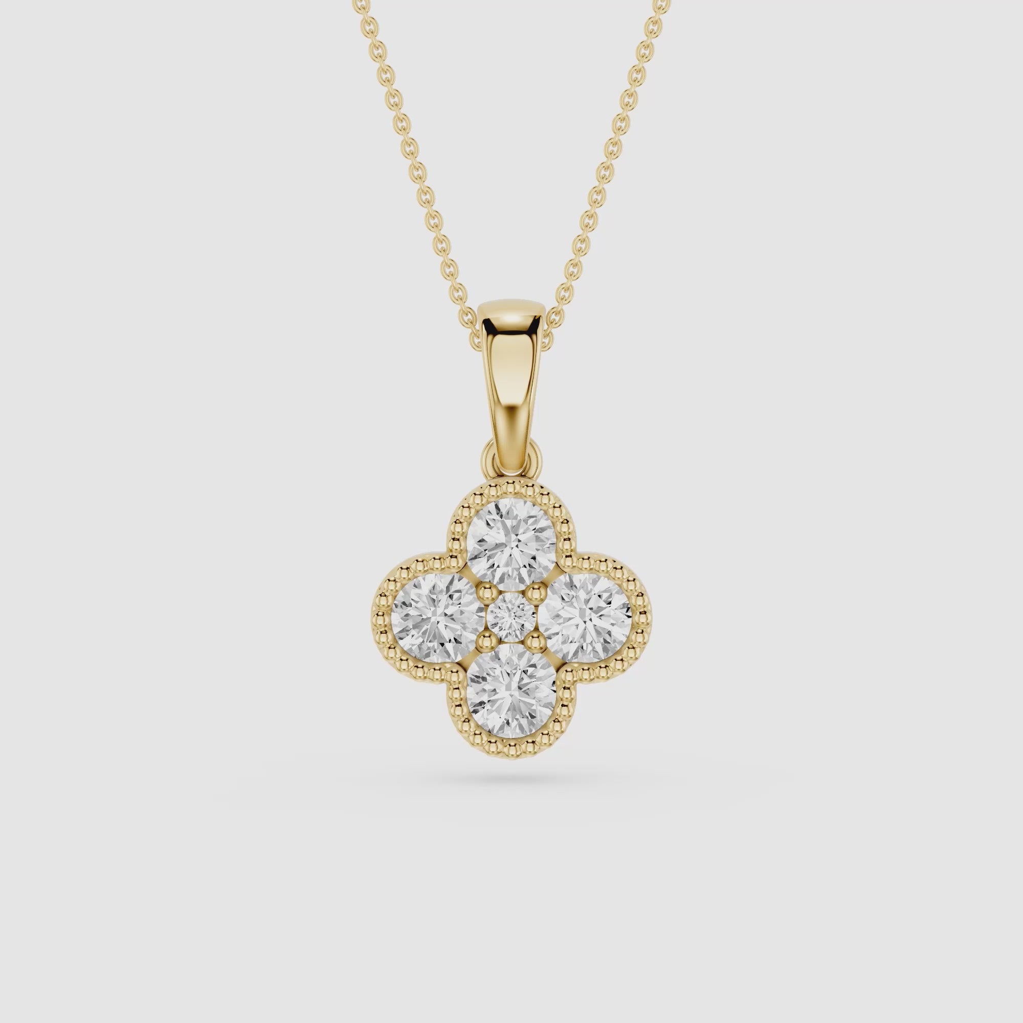 Round Lab Grown Diamond Clover Pendant Necklace