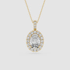 Oval Lab Grown Diamond Classic Halo Pendant