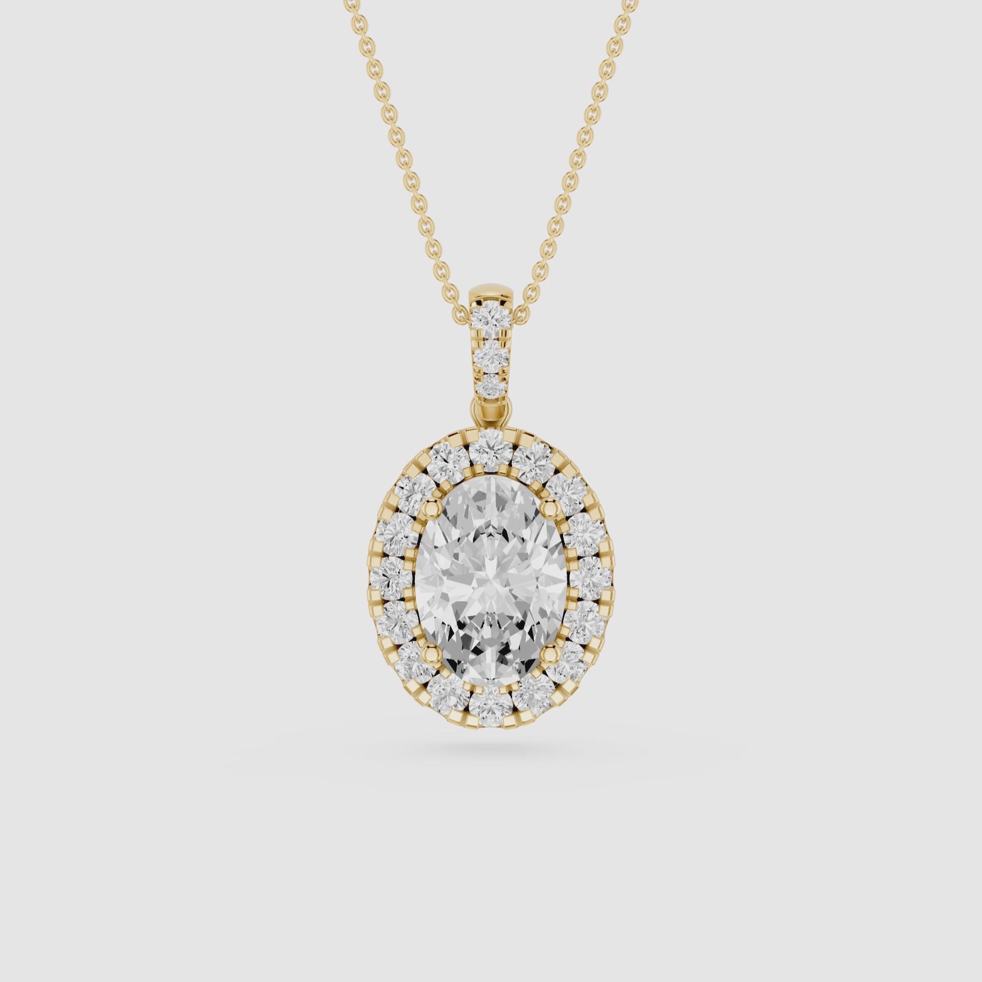 Oval Lab Grown Diamond Classic Halo Pendant