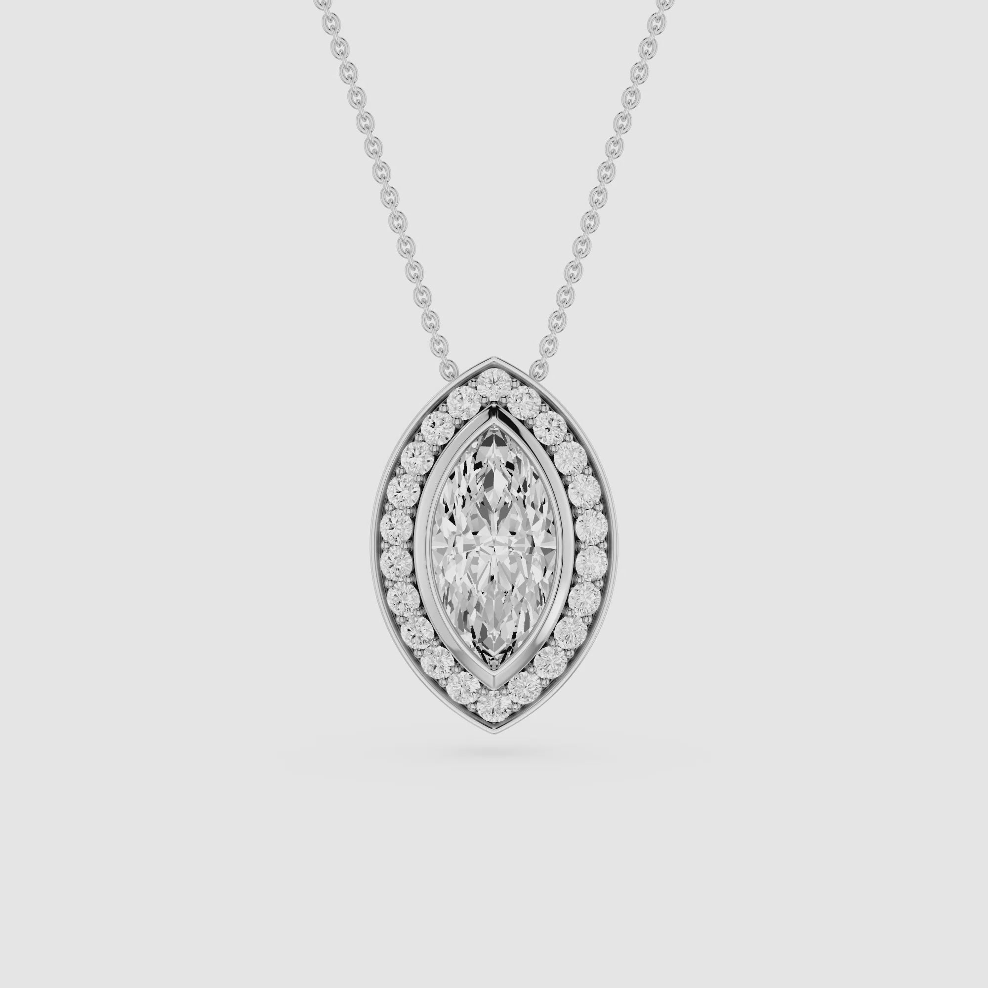 Marquise Lab Grown Diamond Halo Pendant Necklace