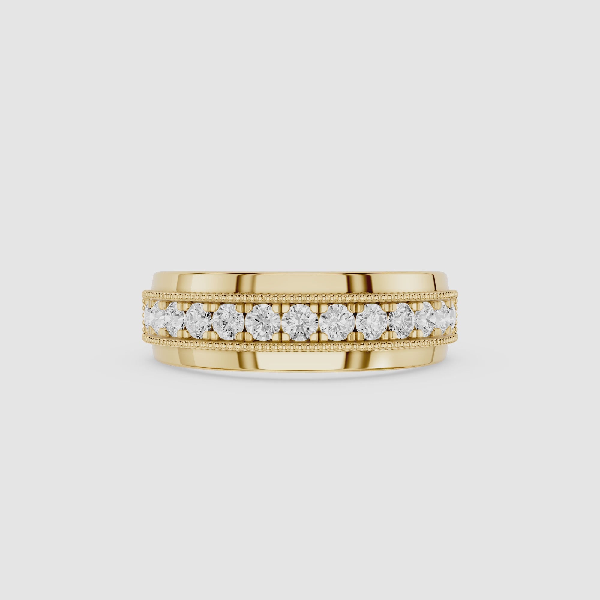 Round Cut Channel Set Lab Diamond Men's Band Ring