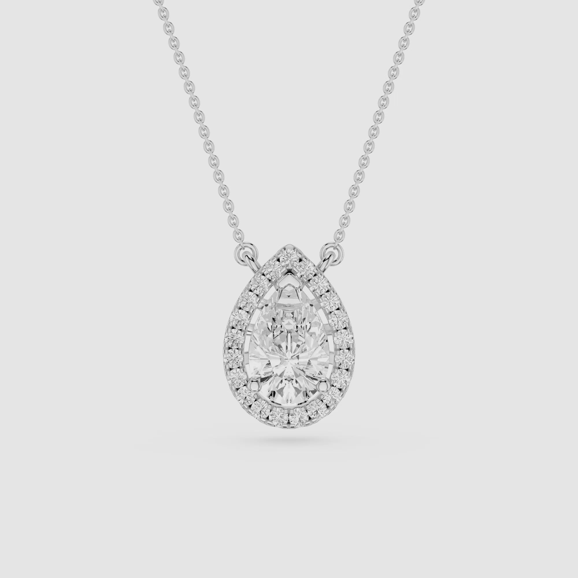 Pear Lab Grown Diamond Halo Pendant Necklace