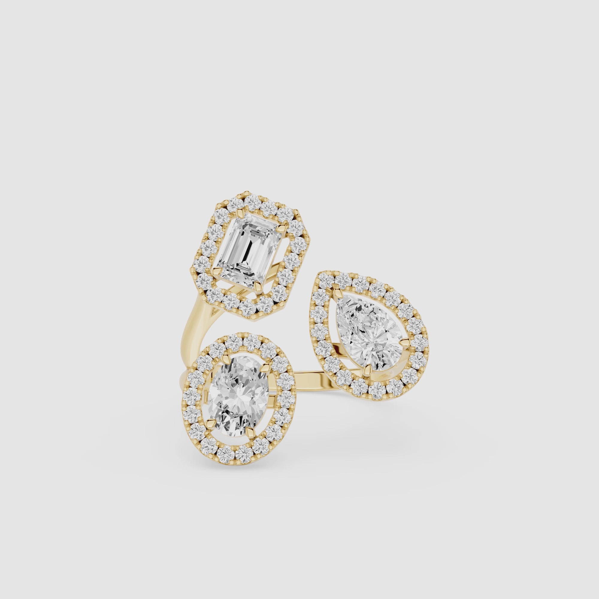 Multi Shape Lab Diamond Open Wrap Halo Ring