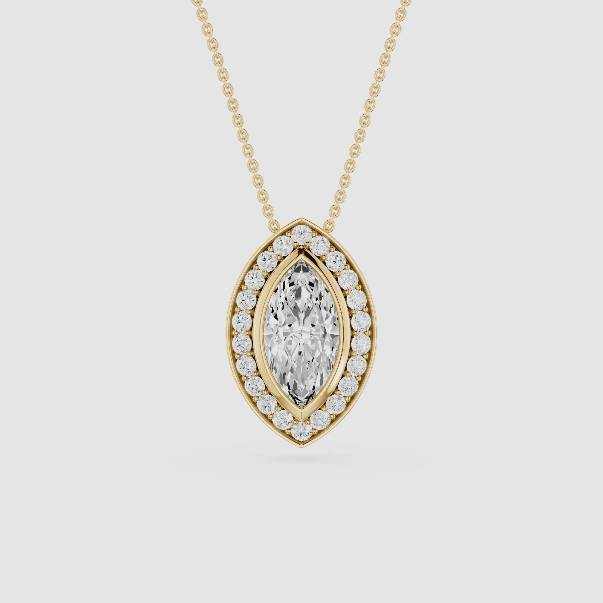 Marquise Lab Grown Diamond Halo Pendant Necklace