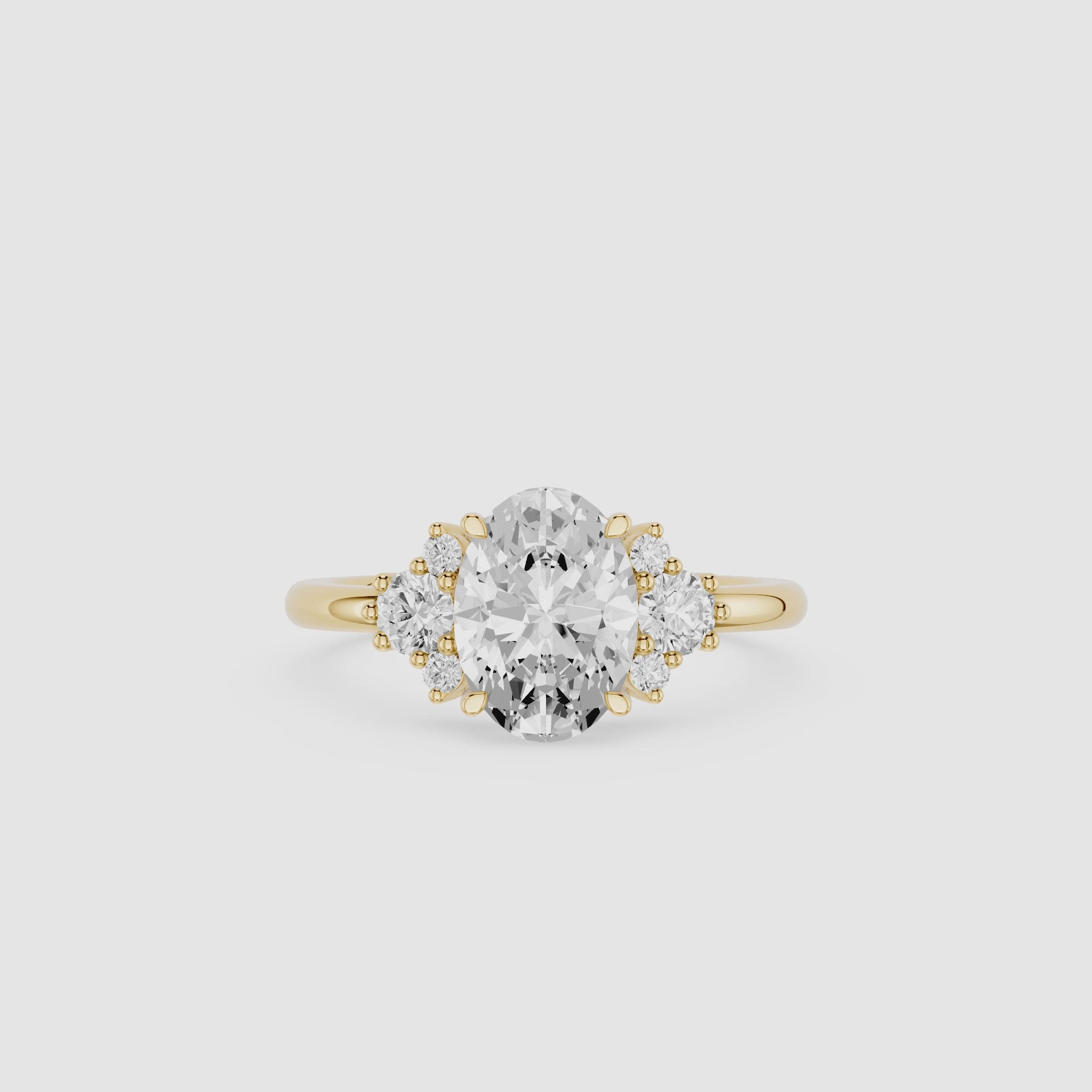 Oval Cut Lab Grown Diamond Cluster Engagement Ring