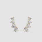 Graduated Round Lab Grown Diamond Ear Climber Earrings