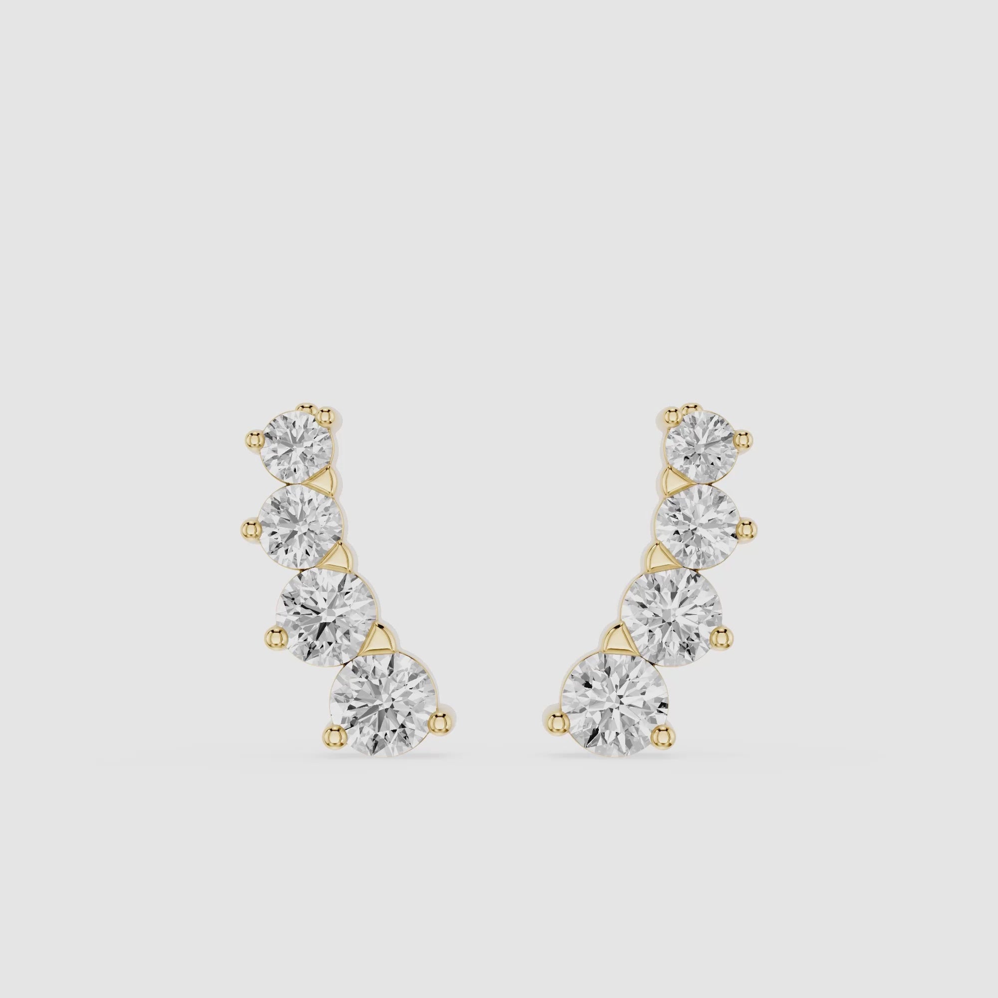 Graduated Round Lab Grown Diamond Ear Climber Earrings