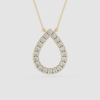 Round Lab Grown Diamond Open Teardrop Pendant Necklace