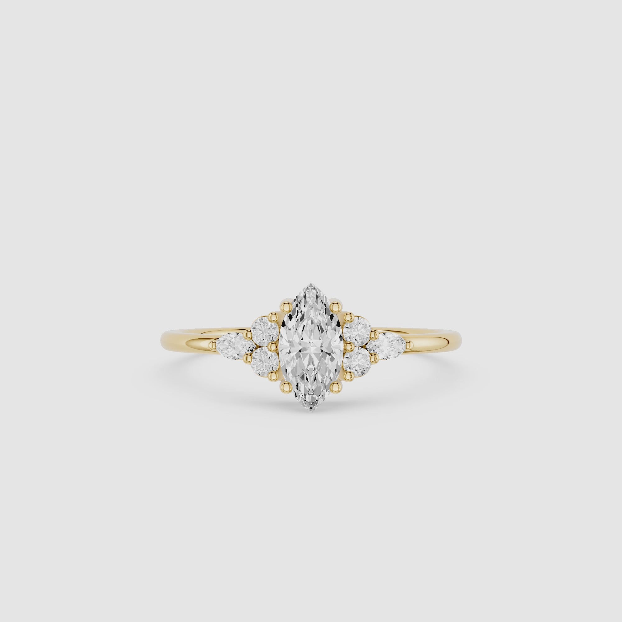 Marquise Cluster Lab Diamond Engagement Ring