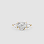 Heart Cut Lab Diamond Three Stone Engagement Ring