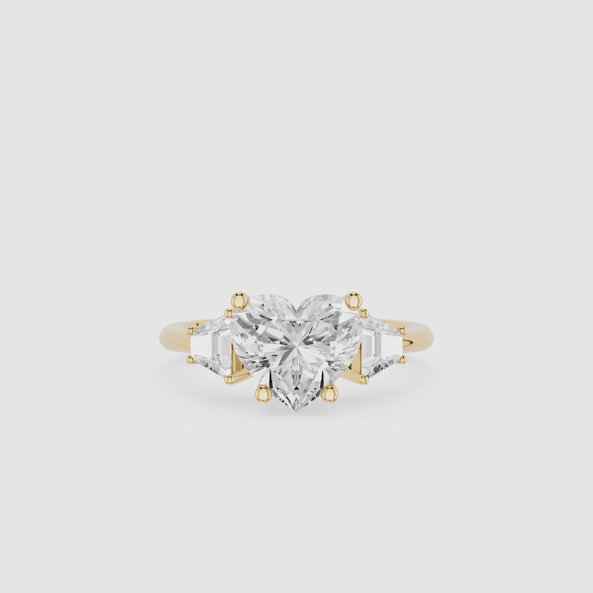Heart Cut Lab Diamond Three Stone Engagement Ring