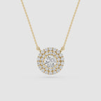 Round Lab Grown Diamond Double Halo Pendant Necklace