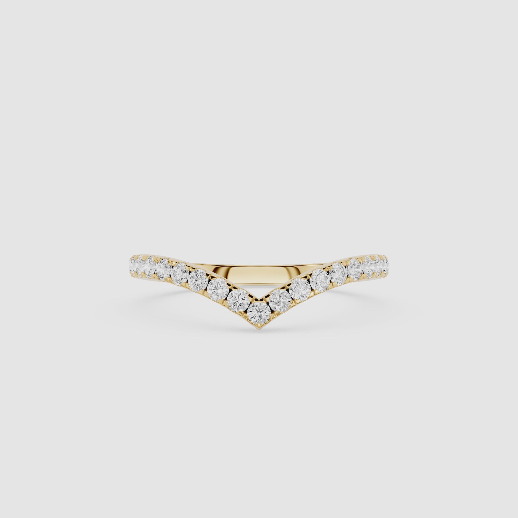 Round Diamond Chevron Wedding Band
