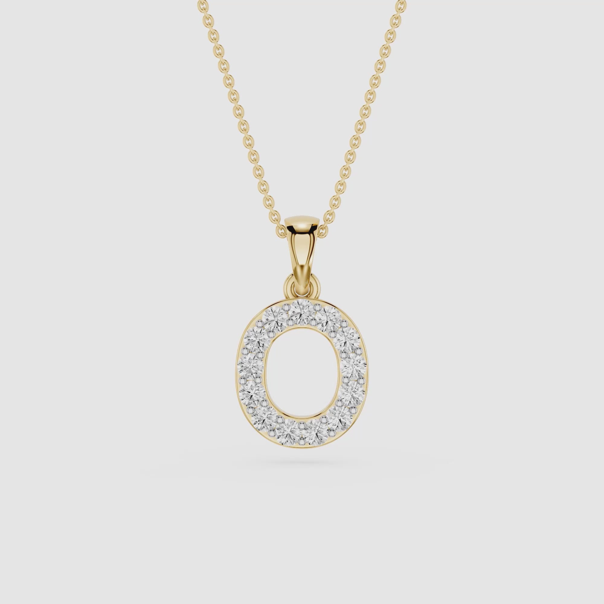 O Lab Grown Diamond Initial Pendant Necklace