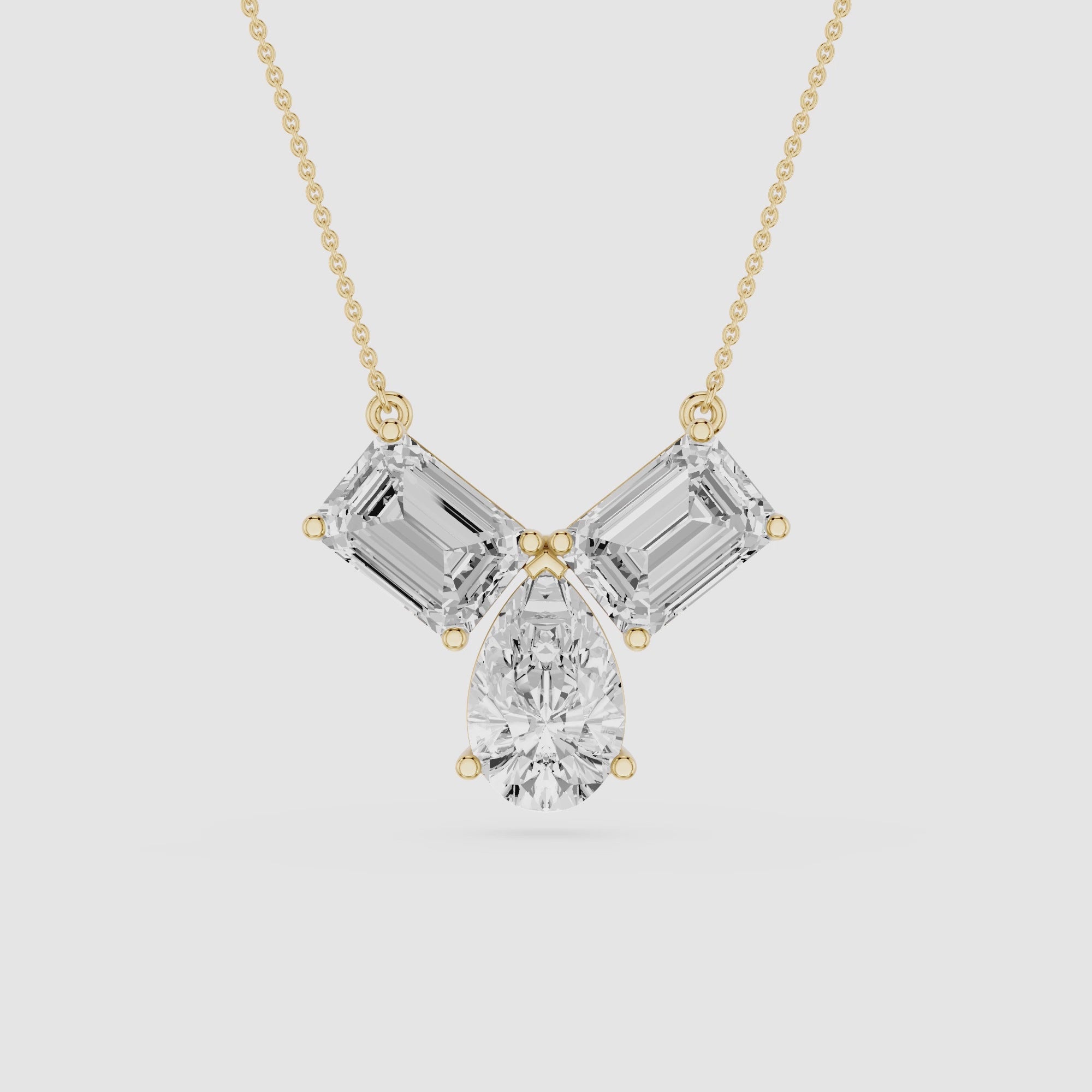 Emerald And Pear Lab Grown Diamond Pendant Necklace