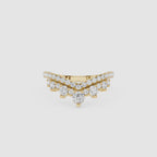 Double Row Round Cut Lab Grown Diamond Curved Wedding Band