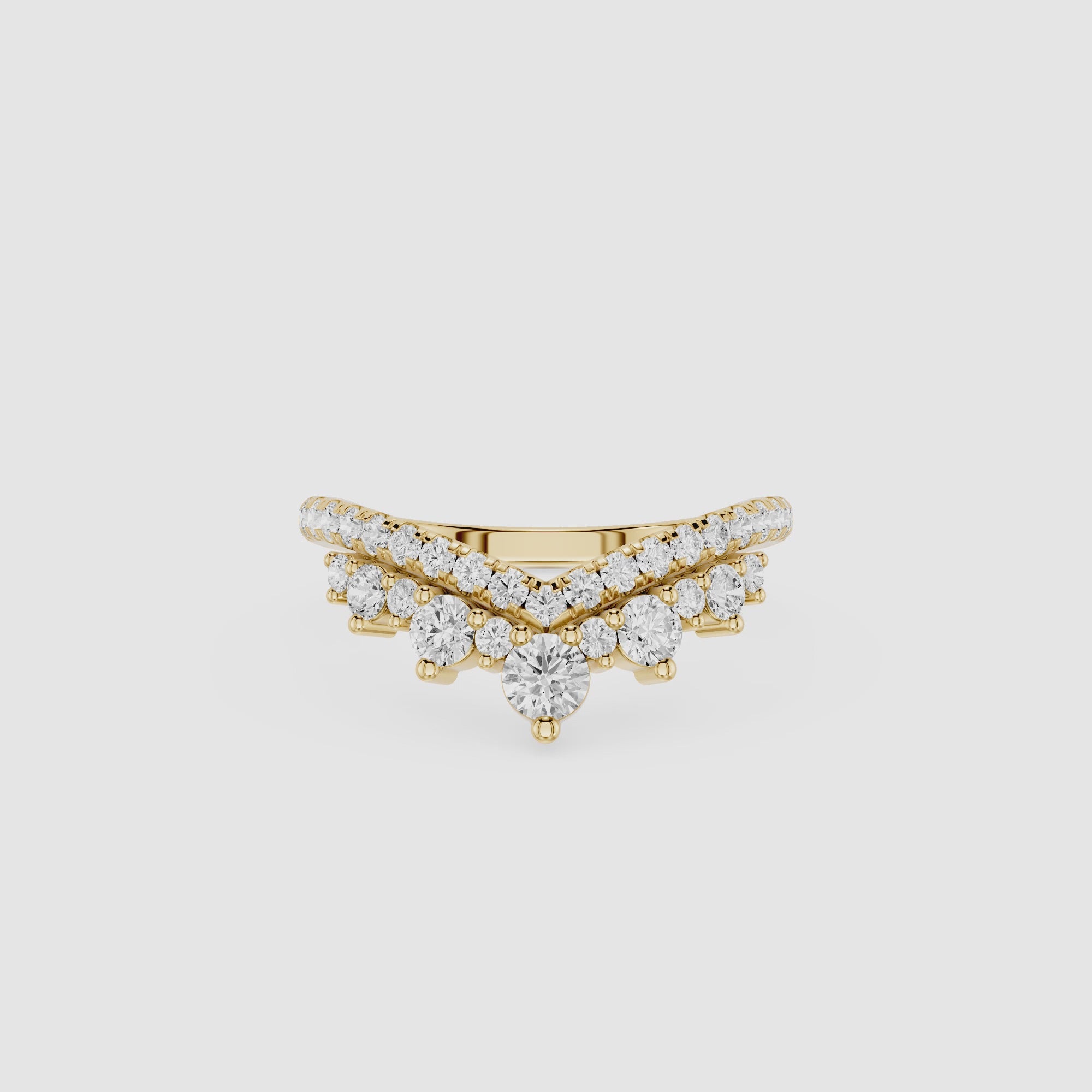 Double Row Round Cut Lab Grown Diamond Curved Wedding Band