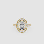 Oval Cut Lab Grown Diamond Bezel Halo Engagement Ring
