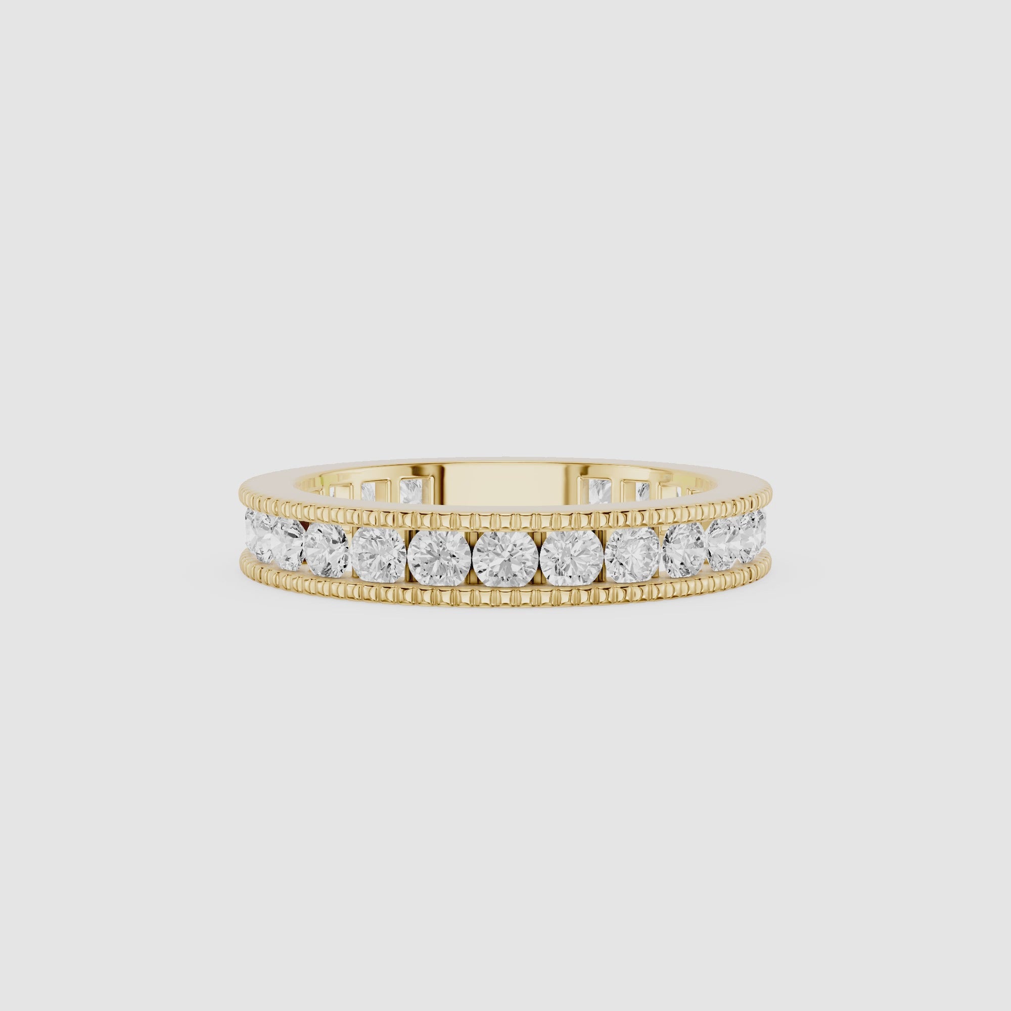 Round Cut Lab Grown Diamond Milgrain Eternity Band