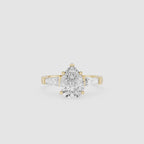Pear Cut Three Stone Lab Grown Diamond Engagement Ring